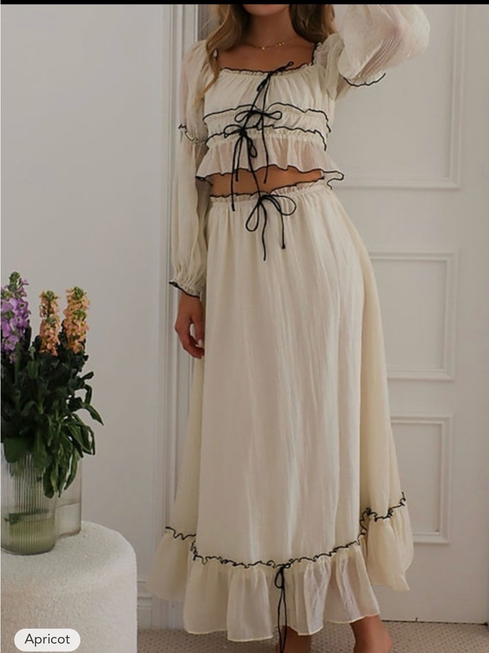 NWOT cream and black skirt set